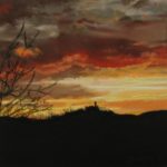 Pastellbild von Eva Jelinek: Starkenburg im Sonnenaufgang